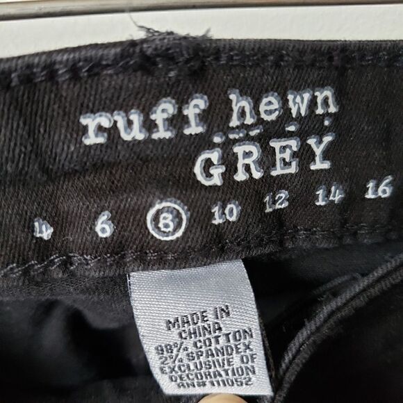 NWT RUFF HEWN BLACK GREY SLIT KNEE JEANS SZ 8 - Picture 7 of 8